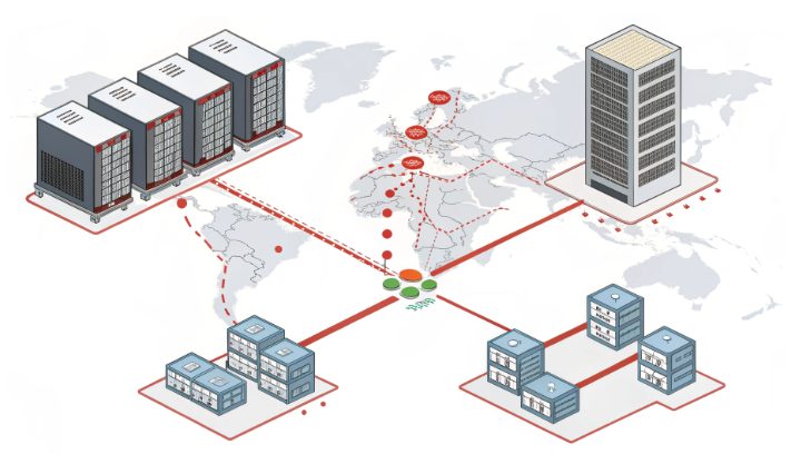 中日跨域GPU计算集群架构示意图