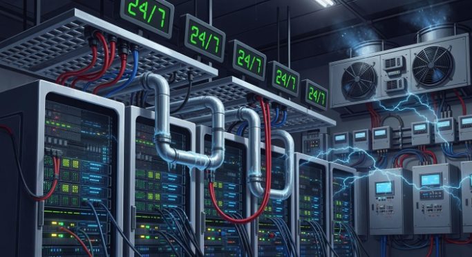 美国 GPU 服务器机房供电与散热示意图 美国 GPU 服务器机房供电与散热示意图