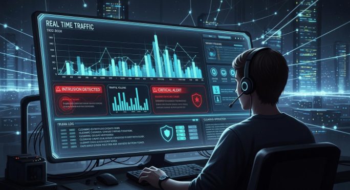 实时 DDoS 流量与缓解日志监控仪表板