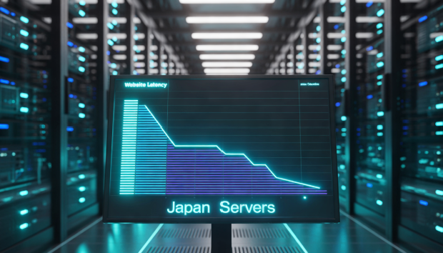 示意稳定日本服务器网站时延的架构图。